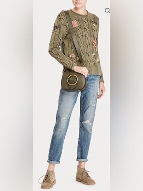 Polo Ralph Lauren Unisex 100% Cotton Cable Knit Embroidered Sweater Jumper